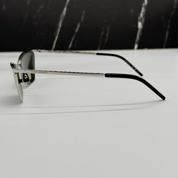 NEW SL637 002 SAINT LAURENT  SUNGLASSES WOMEN SILVER CAT EYE EYEWEAR SL 637 002 - Picture 9 of 12